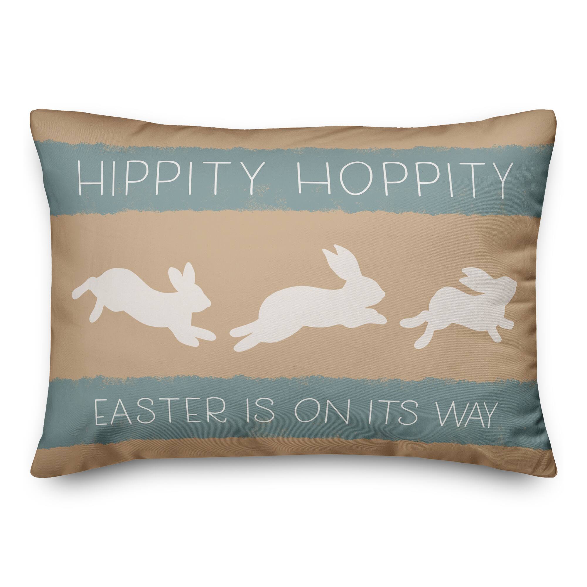 Hippity Hoppity Bunnies Tan 14" x 20" Indoor / Outdoor Pillow